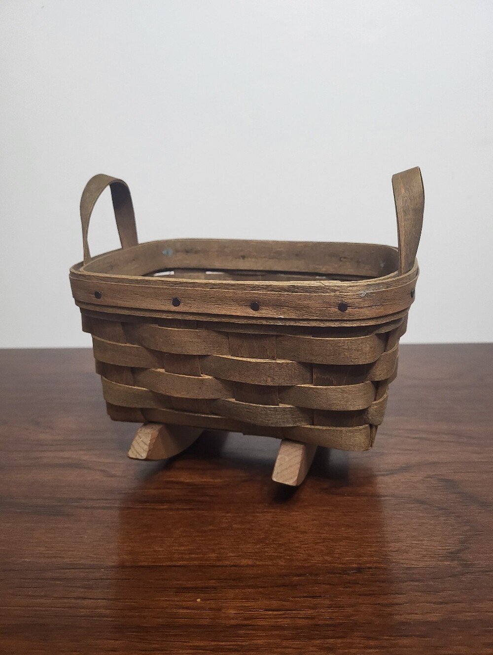 Vintage Longaberger 1983 Miniature Cradle Basket With Handles
